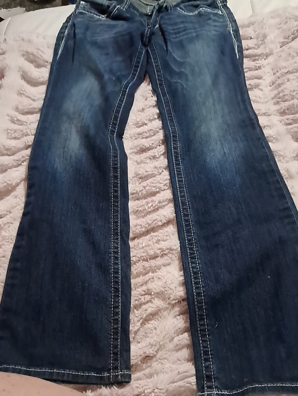 Ariat Dark Indigo Wide Leg Jeans with White Topstitch